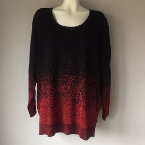 Avenue Scoop Neck Sweater Black Metallic Red